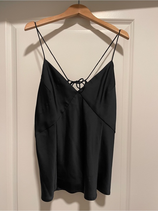 a new day Tops - a new day Black Satin Tie-Back Spaghetti Strap Cami